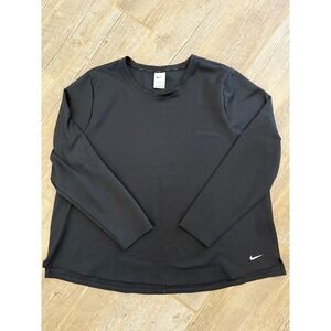 Nike Therma-FIT Top Womens 2X Black Excellent Long Sleeve Crew Athletic Shirt